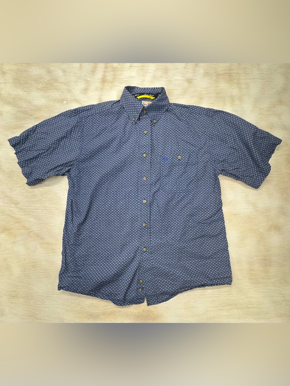 Wrangler George Strait Cowboy Cut Men's Small Navy Micro-Print Button-Down Shirt